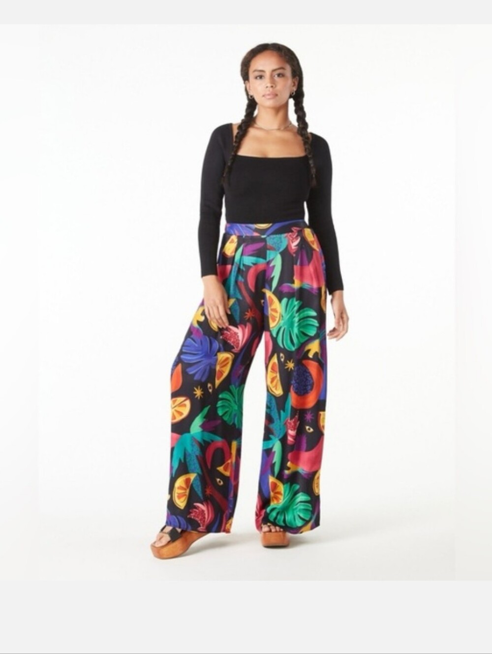 Farm Rio Mystic Jungle Print Wide Leg Pants Small